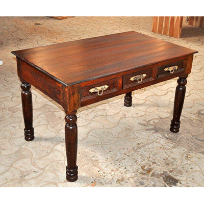 Solid Indian rose wood desk with three drawers.