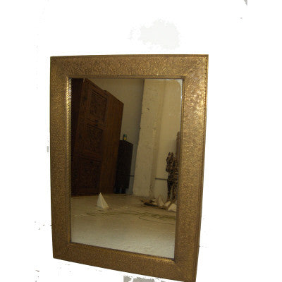  Solid wood mirror frame covered  embossed sheet metal.