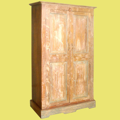 Antique distressed narrow  teak cabinet.