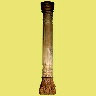 Solid teak wood hand carved pillar.
