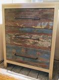 Storage solutions to create both functional and beautiful pieces - Gorgeous custom designed solid wood dresser with a poplar wood frame in natural stain and under-mount soft close drawers with stunning reclaimed teak wood fronts & locally custom built handles...it doesn't get any better than this!!..  34" Wide x 21" Deep x 42" ht