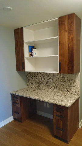 home office with solid walnut wood door & drawer fronts