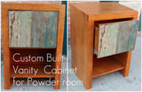 Reclaimed wood custom designed & built bathroom vanity cabinet