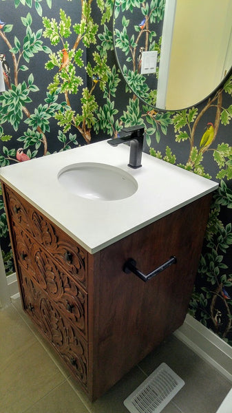 Bathroom Gallery - Stanley's Rose Wood Hand Carved Cabinet
