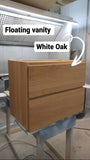 30" wide wall​ mounting floating vanity built from solid white oak wood. ​ A​  ​modern ​clean​ &​​ ​streamlined look​ with two soft close drawers​ with handle​s​ integrated in  ​drawer panels.​