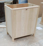 This gorgeous modern clean line bathroom vanity built from solid poplar wood with a white quartz  top and a ceramic sink adds a perfect rustic & warn touch to this bathroom.