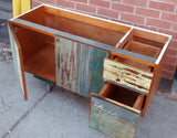 - Custom build  - With one of a kind reclaimed teak wood door fronts  - 48" x 17"  x 17"