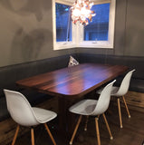 A stunning custom build solid walnut (6ft x 3ft) dining table with 2" thick top and rounded edges